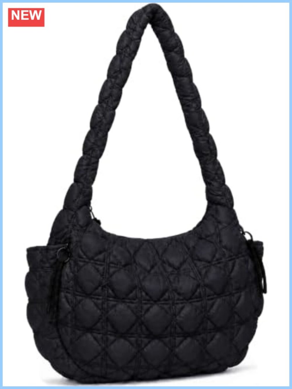 Large Quilted Puffer Tote Bag Nylon Crossbody Shoulder Bag Lightweight